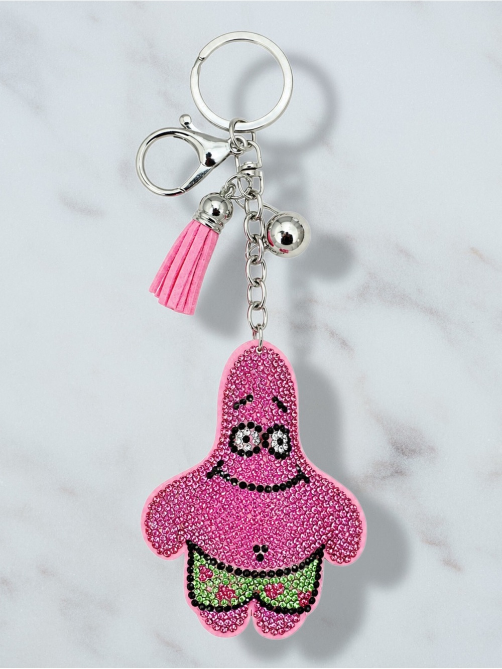 Patrick Star Rhinestone Charm Keychain